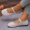 Women's Suede Mary Jane Shoes Round Toe Single Strap Flat Pumps French Style Retro Shallow Mouth Loafers