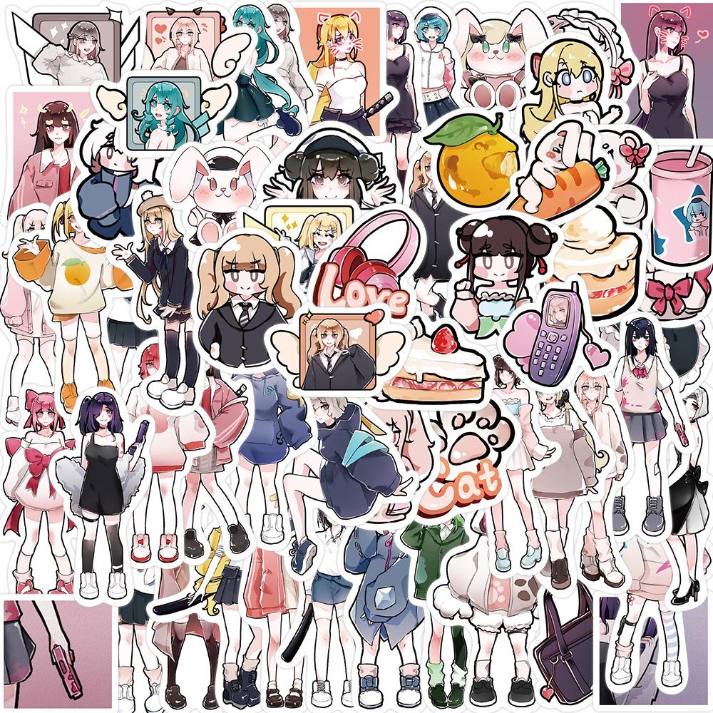 60 Cartoon Girl Graffiti Stickers Personalized Decorative Guitar Notebook Suitcase DIY Waterproof Stickers