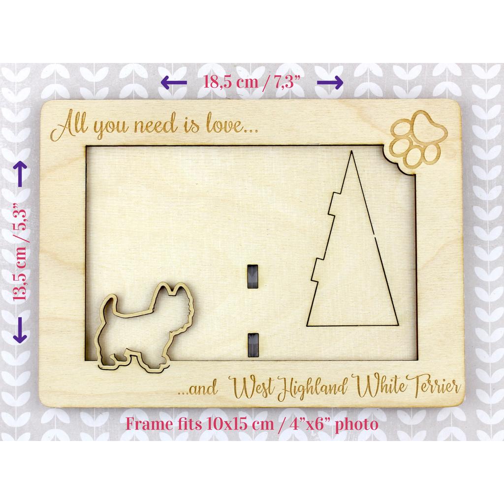 West Highland White Terrier, Westie, Westy – Photo frame, engraved wooden frame | Art-Dog