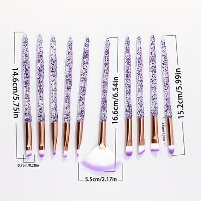 10PCS/set Crystal Spiral Makeup Brush Handle Makeup Brush Blush Brush Makeup Brush Set