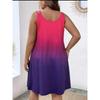Plus Size Women's Shoulder Strap Dress Summer Round Neck Fashion Gradient Printed Casual Suspender Vest Dresses Women