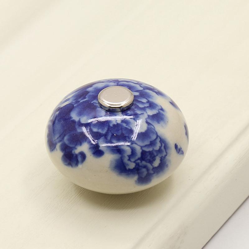 Retro European Style Cabinet Handle Wardrobe Ceramic Drawer Knobs Door Handle Circular Cupboard Pulls Floral Furniture Hardware