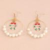 Cartoon Fun Christmas Earrings Geometric Ear Rings Christmas Tree Elk Pearl Earrings