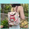 Owl Canvas Backpack With Drawstring Closure For Casual Daily Use