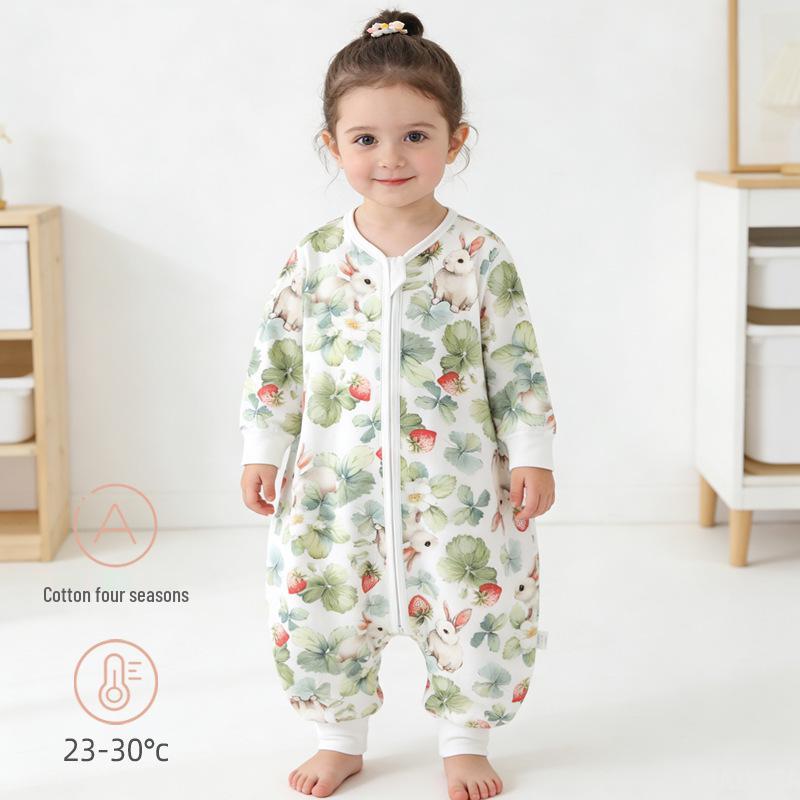 Four Seasons Pure Cotton Baby Sleeping Bag with Zipper - Anti-kick Design for Air-Conditioned Rooms