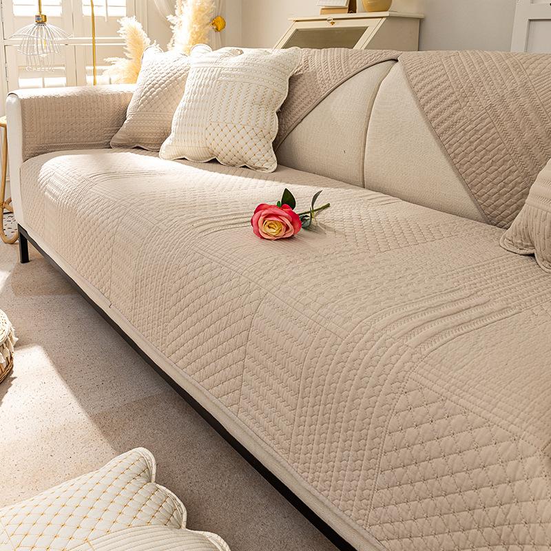 Spring Breathable Non-Stuffy Sofa Cushion Nordic Minimalist Style Sofa Cover Cloth Backrest Towel Universal Non-Slip Seat Cushion