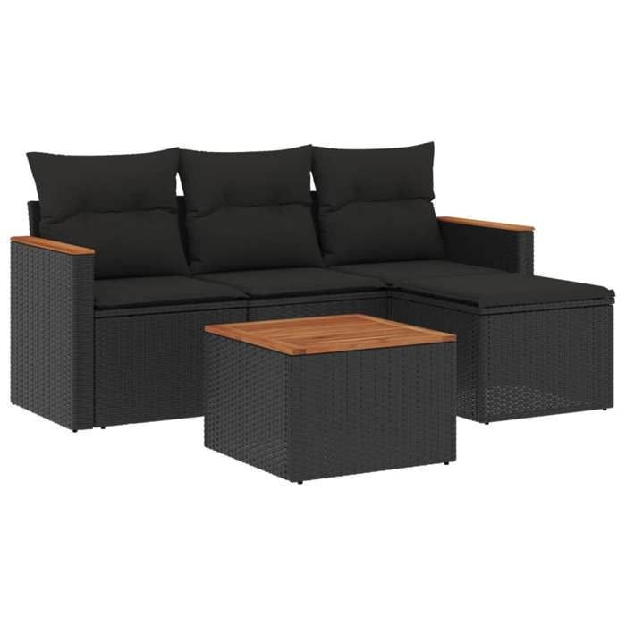 VidaXL Garden Lounge Set with Cushions 5 Pcs, Patio Sofas, Patio Furniture Set, Outdoor Furniture, Black 3225908