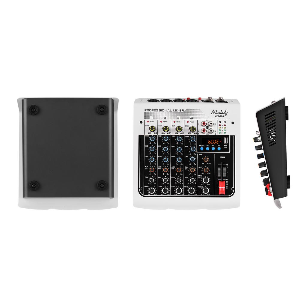 Muslady MIX-400 Professional 6-Channel Audio Mixer Mixing Console 3-Band EQ with Reverb Delay