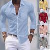 Herrrutig Skjorta Långärmad Knäppning med Ficka Smal Passform Krage Casual Formell Skjorta för Studentbal Arbetsfester Dejting