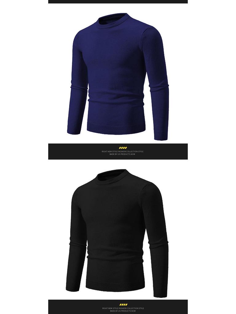 2025 Men's Casual Round Neck Solid Color Fashion Sweater