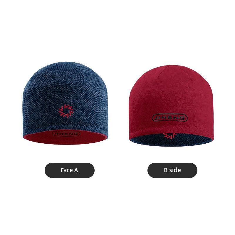 

Energy Accumulation Double-Sided Fleece Hat Women s Autumn Running Hat Men s Professional Sports Beanie Hat Outdoor Windproof Warm Knitted Hat Navy blue + Red Velvet 54-64cm (elastic)