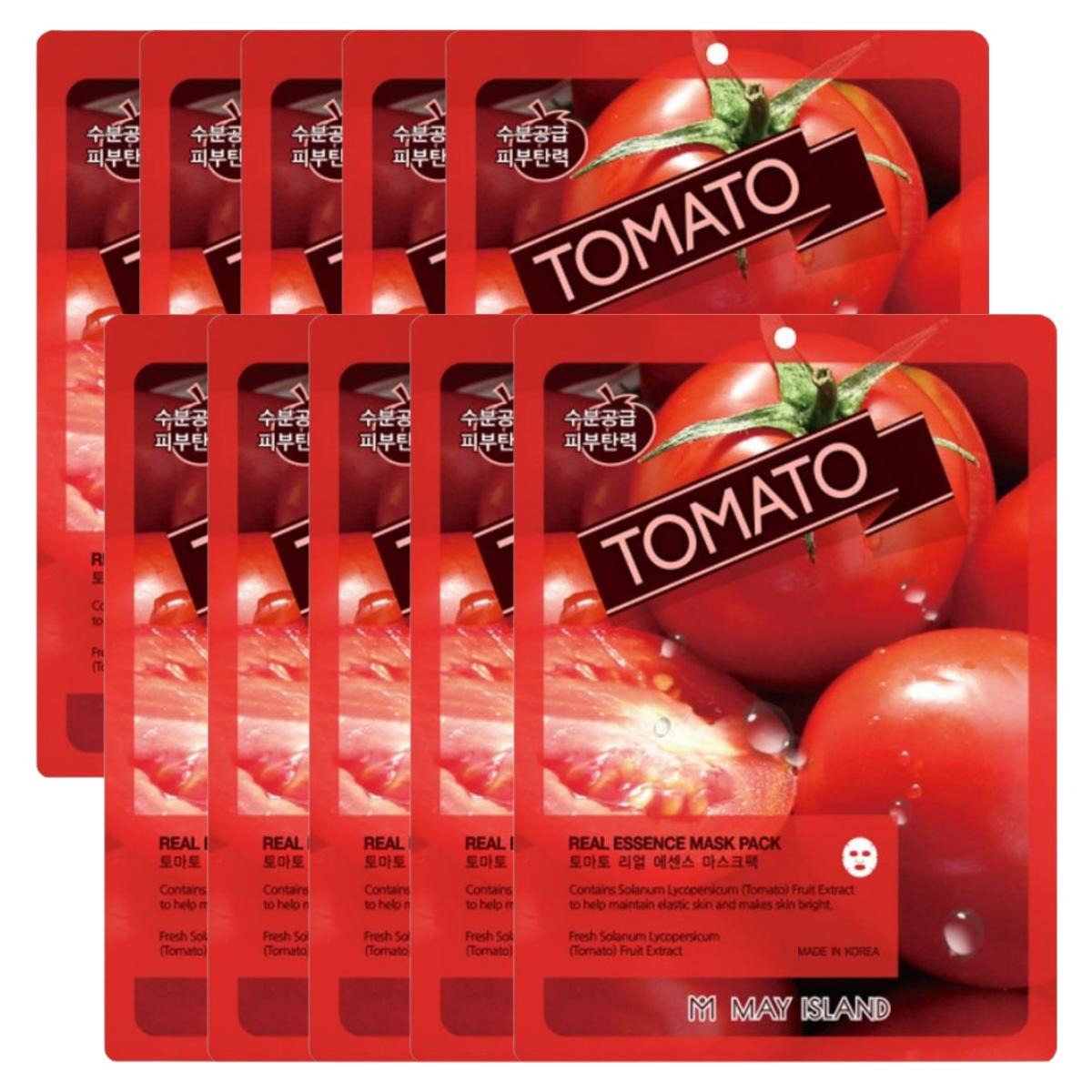 May Island Tomato Real Essence Mask Pack 25ml x 10ea Brightening Revitalizing Facial Sheet Mask