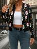 Ladies Casual Jacket Santa Head Print Thin Jacket