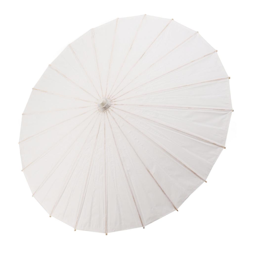 Papirparasoll for barn, bambus og papir i kinesisk stil, elegante hvite DIY-papirparaplyer for dekorasjon