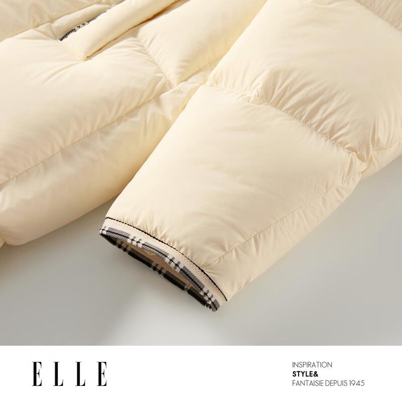 ELLE 90% Goose Down Colorblock Stand-up Collar Down Jacket