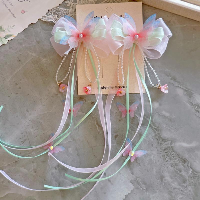 Heavy Industry Immortal Bow Girl's Strap Pair Clip Ancient Hairclip Children's Hair Accessories