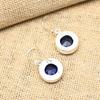 Pendientes de joyería de plata de ley 925 hechos a mano con piedras preciosas creadas en laboratorio de zafiro azul glorioso