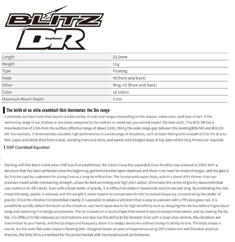 OSP Blitz DR 53 Mm 11 Grams Floating Lure RP-07 (4390)