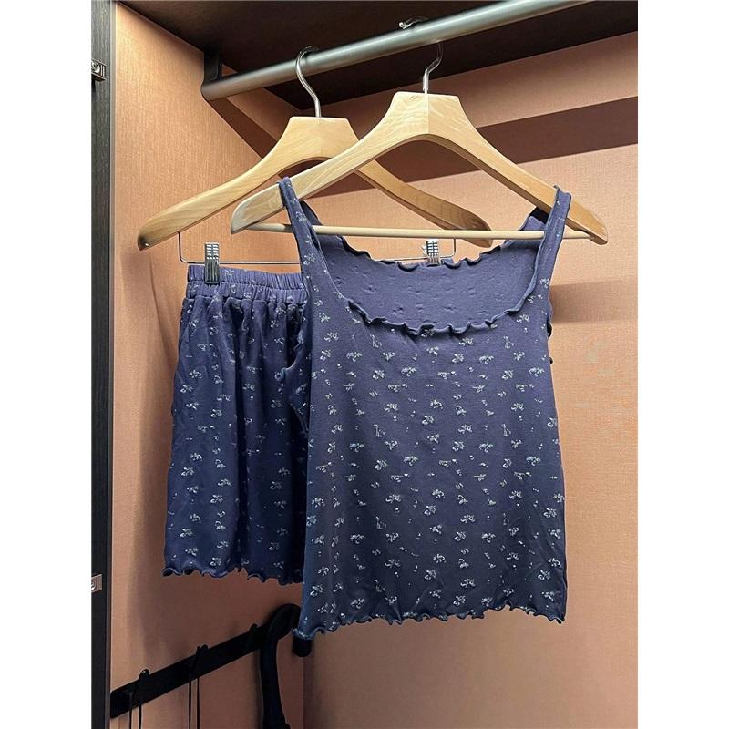 Damen Schlafanzug Floralprint Trägertop Shorts Nachtwäsche Lässiges Hausoutfit Set Mit Taschen Bequeme Nachtwäsche Zur Entspannung Und Zum Schlafen