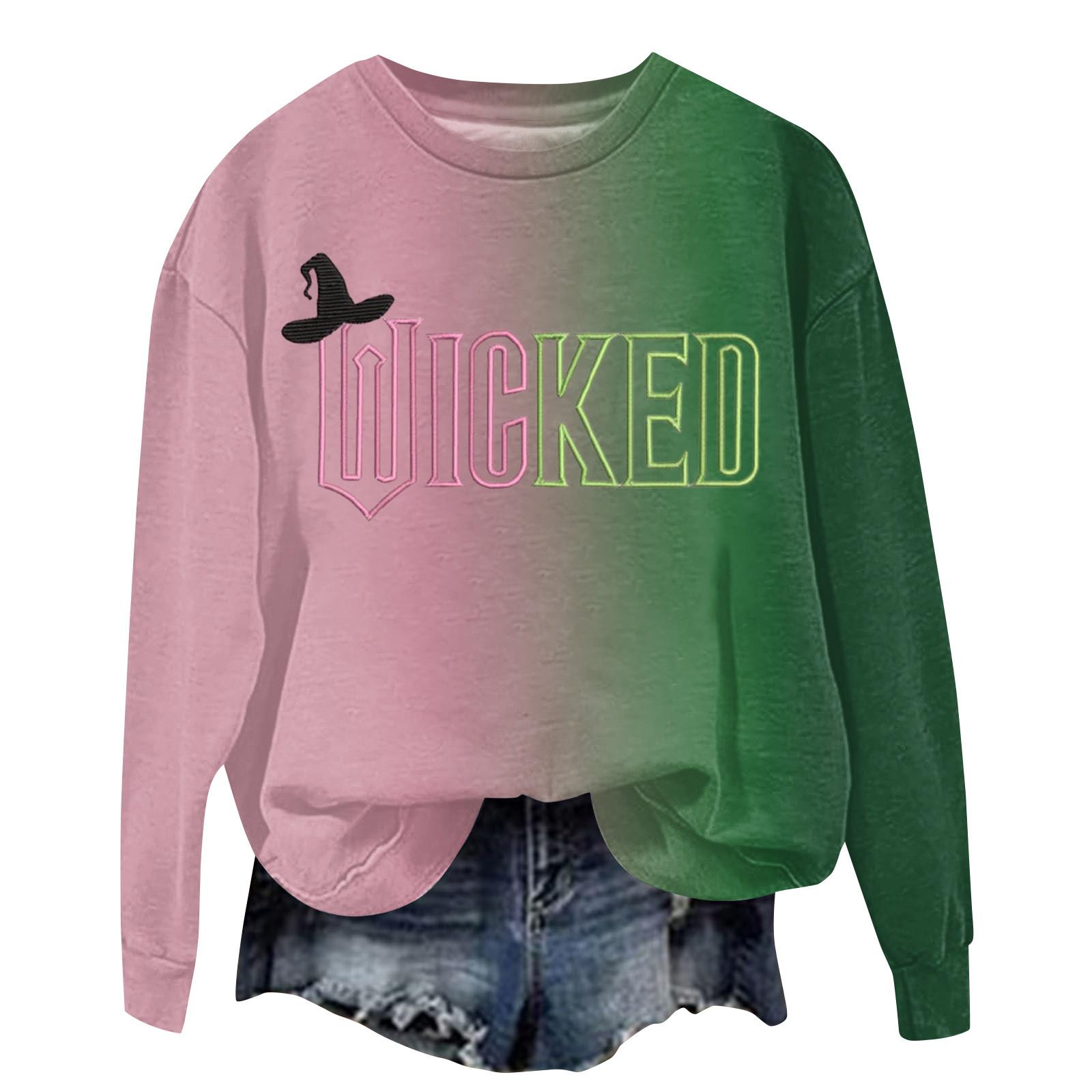 

Женская модная повседневная футболка с рукавами реглан и принтом ведьмы с круглым вырезом L армия зеленый