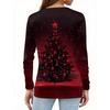 Damenmode Lässig Schlitzsaum Rundhals Langarm Locker Weihnachten Bedrucktes T-Shirt Damen Oberteil