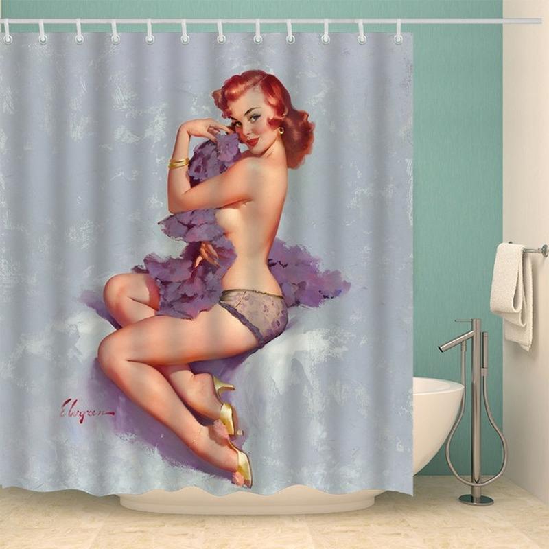 Mädchen Badezimmer Vorhang 3D Gedruckt Sexy Frau Duschvorhänge Mit 12 Haken Wasserdicht Polyester Duschvorhang Wasserdicht