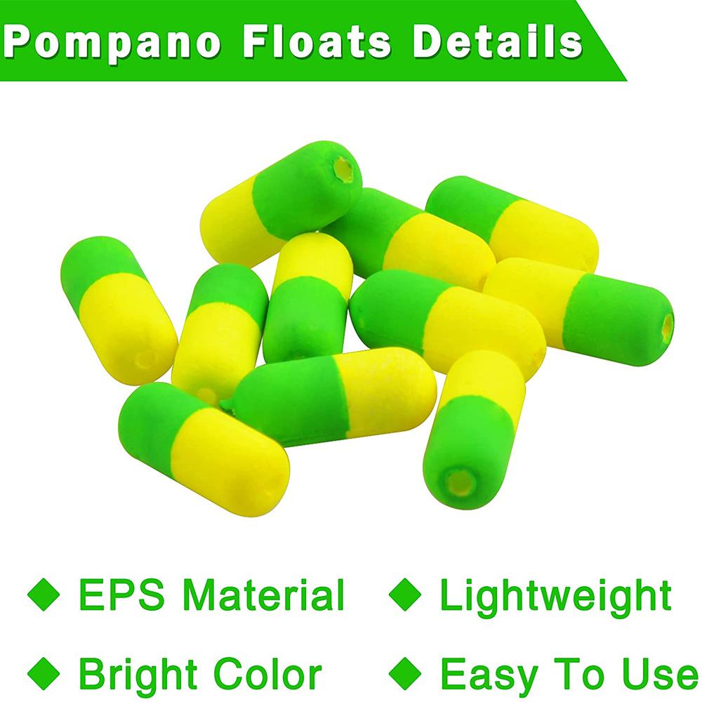 120Pcs/Box Pompano Rig Floats Kit Cylinder Foam Fishing Bobber Float Fly Fishing Rig Making Kit For Trout Catfish Walleye Tackle