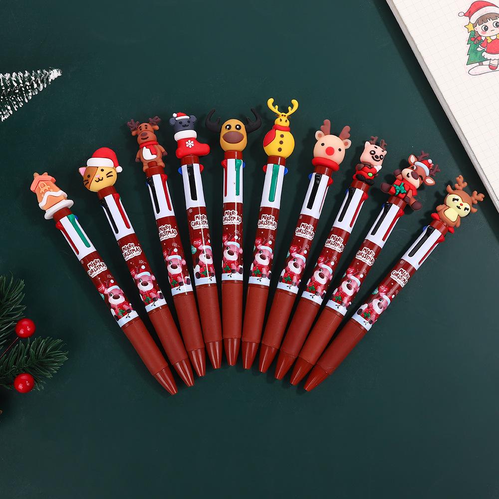 40Pcs 0.7mm Christmas Themed Multicolor Ballpoint Pen Retractable Multicolor Pen 4 Color-in-1 Ballpoint Pen for Noting Drawing