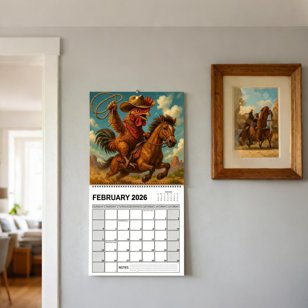 Funny Chicken Calendar, 2026 Plan, Fun Paper Calendar, Fun Animal Calendar For Gifts For Adults And Children