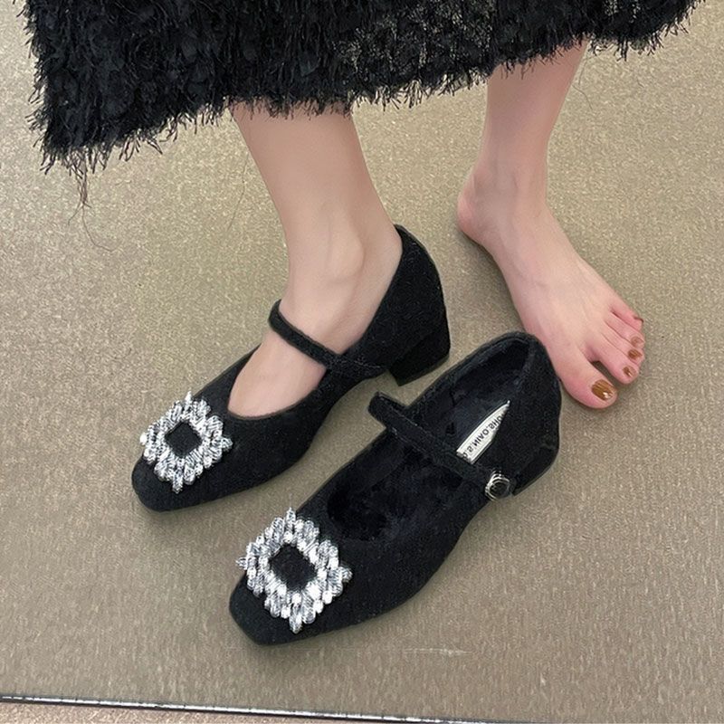 Casual single shoes sweet and elegant foot cover solid color heels bag head non-slip fashion thick heel