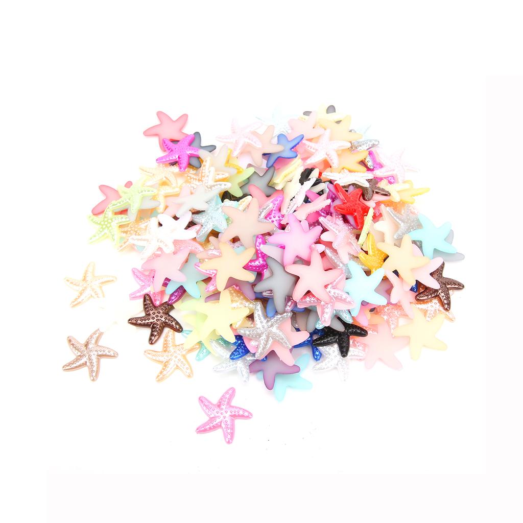 200pcs Resin Charm Starfish Shape Imitation Pearl Sticker Mobile Phone Decoration Material