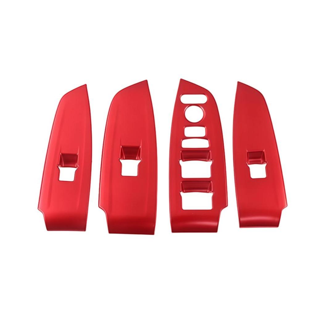Honda Accord 18th Gen Red Interior Trim Kit: Gear Shift Frame, Armrest, Air Vent, Gear Knob, Steering Wheel.