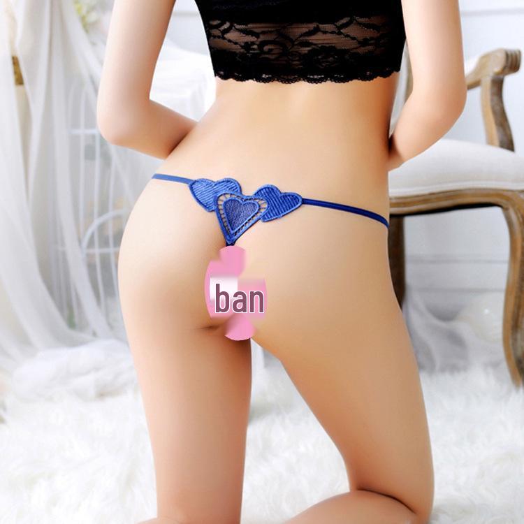 Women's Heart-Shaped Transparent Lace T-back Underwear - Low Waist, Thin & Sexy