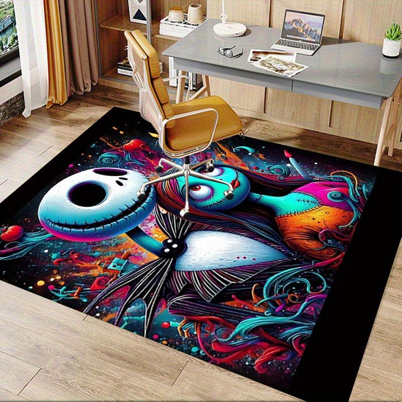 Office Rug Jack Skellington, Sally Theme 3D Printed Anti-Slip Rug-Machine Washable for Living Room