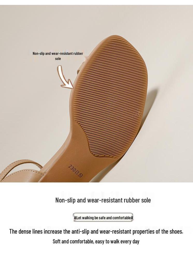 Women's Chunky Heel Backless Peep-Toe Sandals - Soft Sole, Single Strap, Fairy Style, Comfortable Summer Footwear