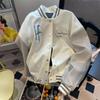 2025 Autumn/Winter American Retro Embroidery Patchwork Baseball Jacket for Men