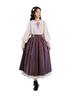 [Housaku Co., Ltd.] Classical Retro Lolita Long-Sleeved Gothic Frill Blouse, Ladylike Everyday Wear, Elegant, with Ribbon (3-piece Set) (L, Purple)