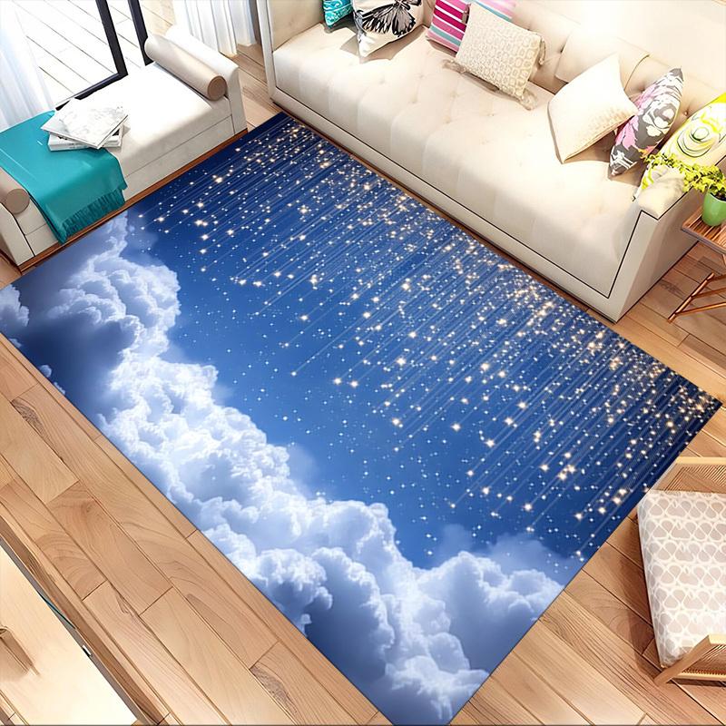 Clouds Stars Crystal Velvet Chair Mat Area Rug - Non-Slip, Floor Mat, Office Desk Chair Rugs, Bedroom Decor.Christmas Gift-1106118