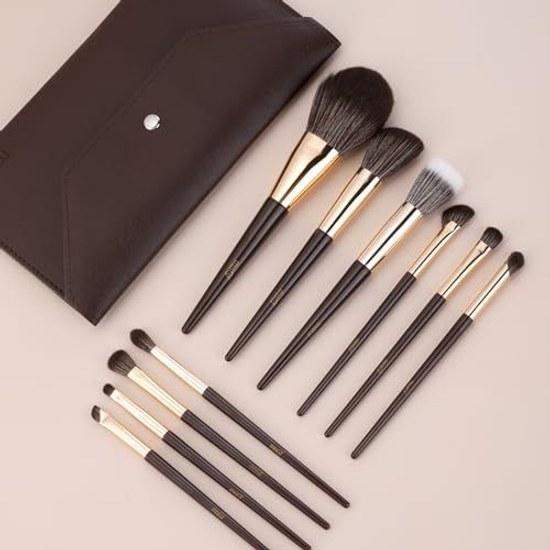 MSQ Makeup Brush 10-Piece Set Cosmetic Pouch Brushes High-Quality Fiber Hair Super Soft Popular Tools Multifunctional Concealer Eyeshadow Foundation