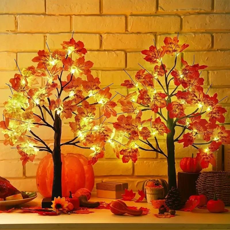 Artificial Lighted Maple Tree Lamp with LEDs for Indoor Home Autumn Harvest Holiday Halloween Christmas Party Decoraiton