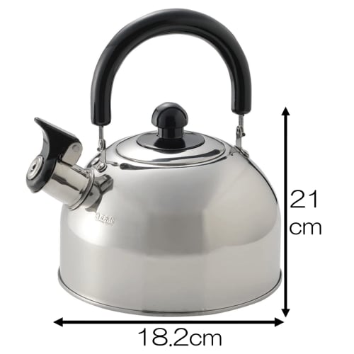 Kakusei Nilworka NW-06 Silver Whistling Kettle, 2.2L Capacity, Stainless Steel, High Heat Efficiency, Stable, Wide-Bottom Design, Easy To Clean, Induc