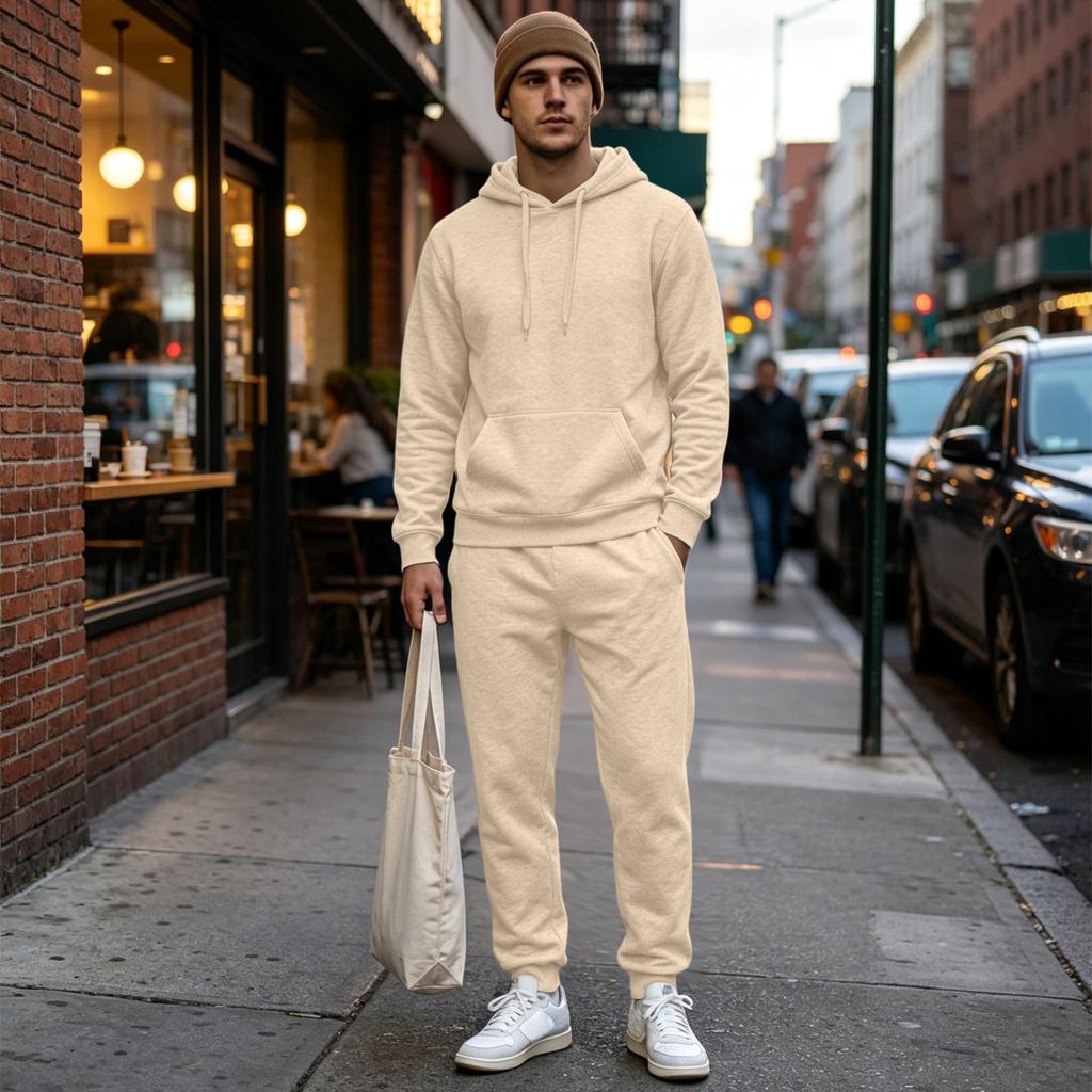Men's Casual Pullover Hoodie Sweatshirt Set - Loose Track Suit