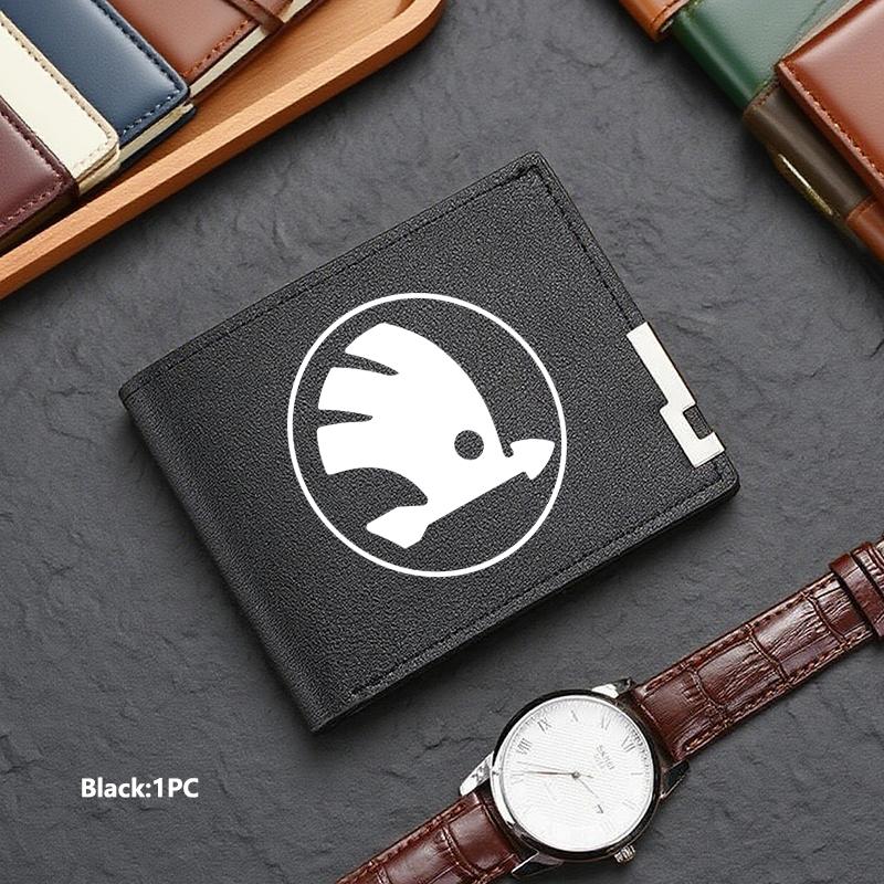 TTJJ2 Men Wallet ID Credit Card Holder License Bag Gift Accessories For Skoda S Kodiaq Octavia 2 3 Yeti Karoq Rapid Fabia VII VRS