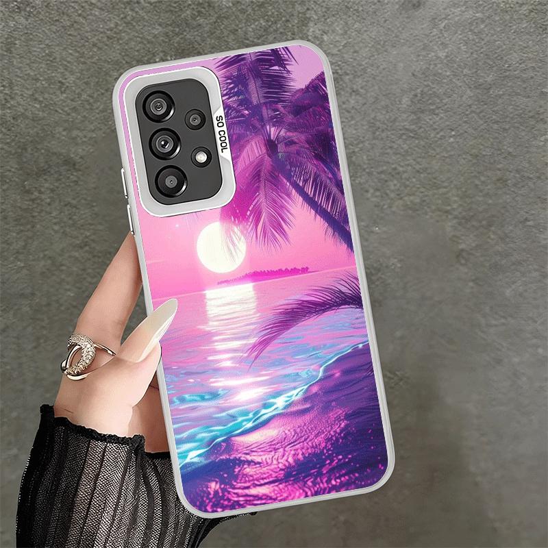 Pink Sunset Beach Dreamy Scenery Soft Phone Case for Samsung A17 A16 A15 A14 A13 A57 A56 A55 A54 A53 A37 A36 A35 A34 A33 A26 A25