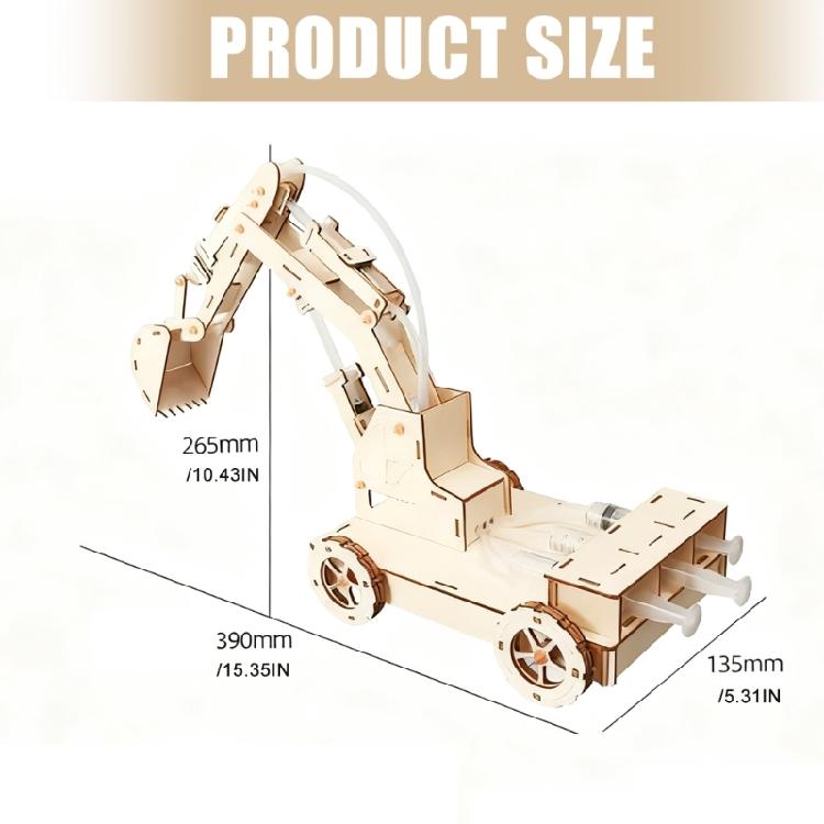 Wooden Hydraulic Machine Building Set Hands On Assembly Wooden Excavator Model for Students School Experiment