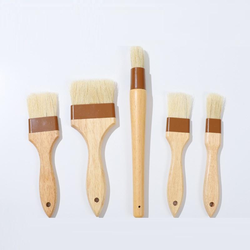 Kitchen Cooking Brushes Barbecue Oil Brush Wooden Handle Bristle Brushes Flat Pastry Baking Brush