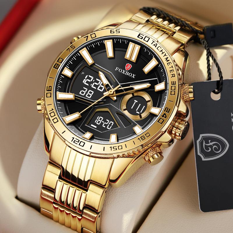FOXBOX Digital Men Military Watch Waterproof Wristwatch LED Quartz Clock Sport Watch Male Big Watches Men Relogios Masculino+Box