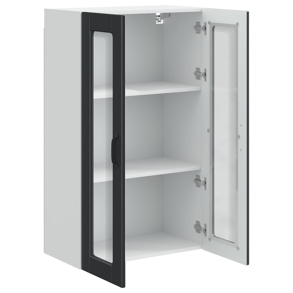 Porto Black Wall Mounted Glass Cabinet 60 x 31 x 100 cm Particleboard