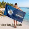 Manchester City Design Beach Towel Custom Text Large Towel for Beach Vacation