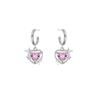 ANENJERY Korean Pink Heart Pendant Earrings Fashion Shiny Circle Earrings Couple Jewelry Gift Wholesale